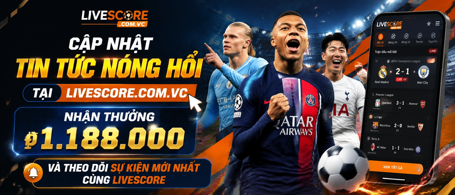 Tin tức mới trên mobile với giao diện tối hiện đại